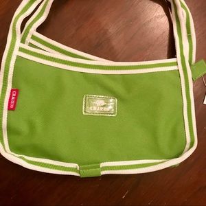 Green clutch hand held bag